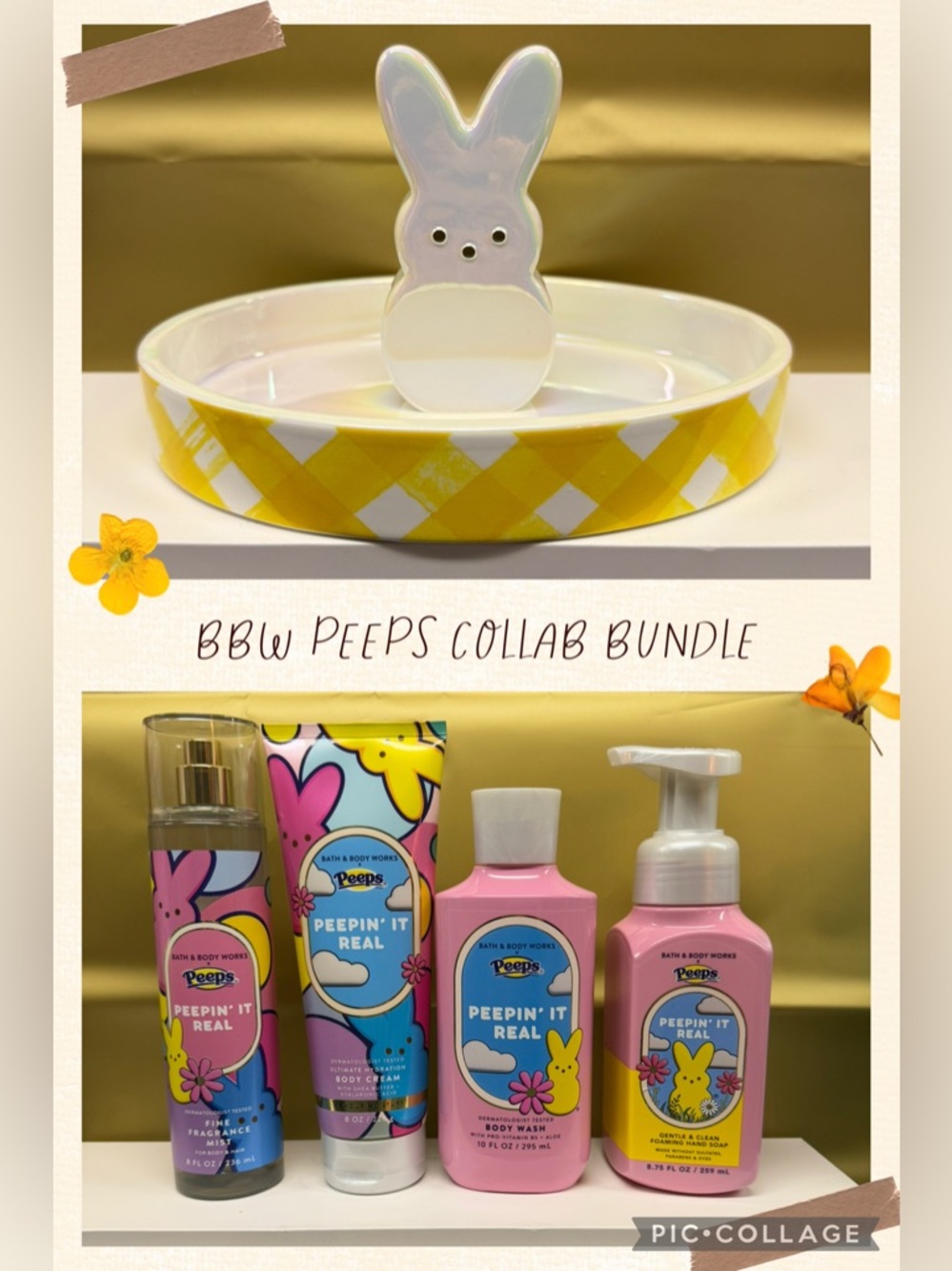 Bath & Body works  peeps collab iridescent bunny tray and body care bundle
